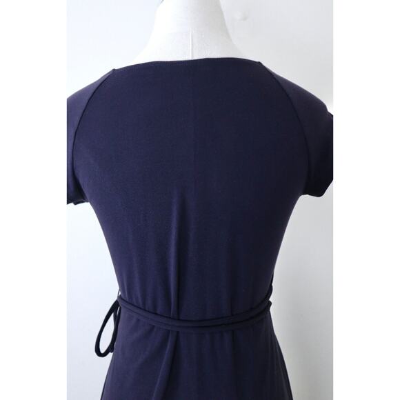 Susana Monaco Size XS Jersey Knit Wrap Dress Cap Sleeve Tie Waist V Neck Navy - Picture 9 of 11